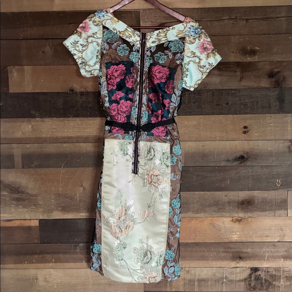 Anthropologie Dresses & Skirts - Anthropologie Floral Patchwork Midi Dress in Blue, Pink & Cream